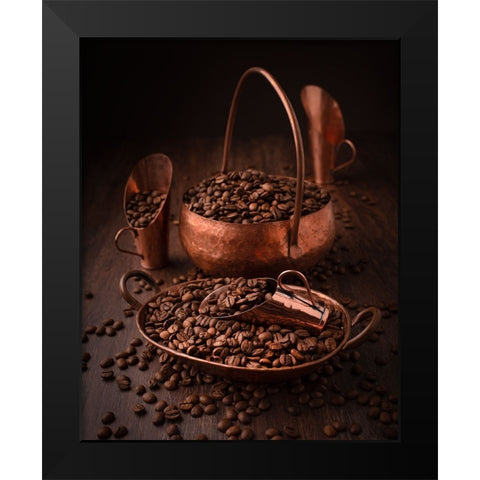 Roasted coffee Black Modern Wood Framed Art Print by Perfoncio, Margareth