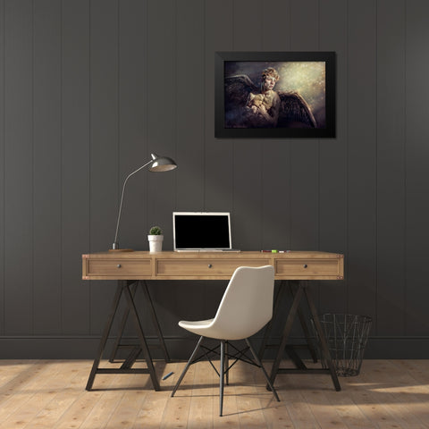 Fallenangel Black Modern Wood Framed Art Print by Egger, Marcel