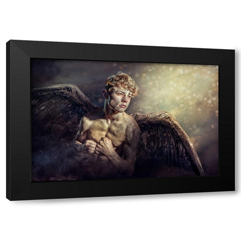 Fallenangel Black Modern Wood Framed Art Print with Double Matting by Egger, Marcel