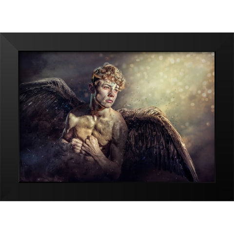 Fallenangel Black Modern Wood Framed Art Print by Egger, Marcel
