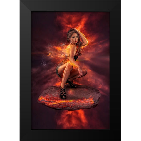 Firegirl Black Modern Wood Framed Art Print by Egger, Marcel