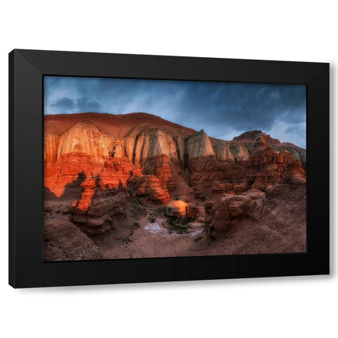 Yurt In The Canyon Black Modern Wood Framed Art Print with Double Matting by Xu, Mei