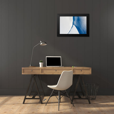 White And Blue Black Modern Wood Framed Art Print by Xu, Mei