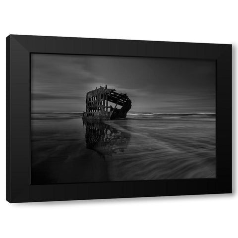 The Wreck Of The Peter Iredale Black Modern Wood Framed Art Print with Double Matting by Ji, Shirley