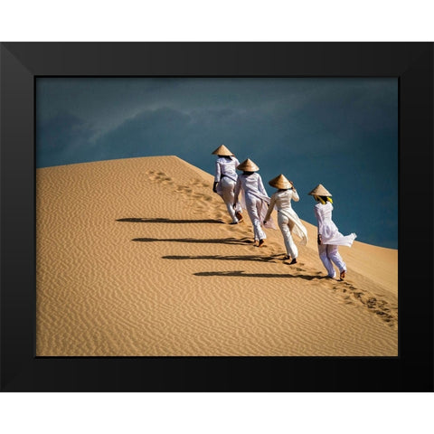 Walking Up The Sand Dune Black Modern Wood Framed Art Print by Yuk Kong, John