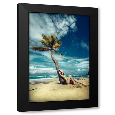 All I need is a palm tree and a cool breeze Black Modern Wood Framed Art Print with Double Matting by Bolgov (Axe), Ruslan