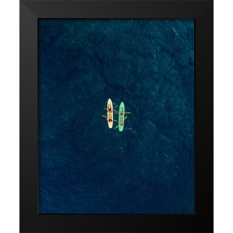 Canoes Black Modern Wood Framed Art Print by Ziomek, Witold