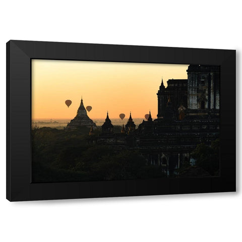 Sunrise in Bagan Black Modern Wood Framed Art Print with Double Matting by Tagliarino, Marco