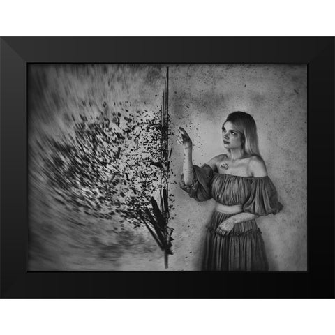 Broken Pieces Black Modern Wood Framed Art Print by Ulfig Arps, Sandra
