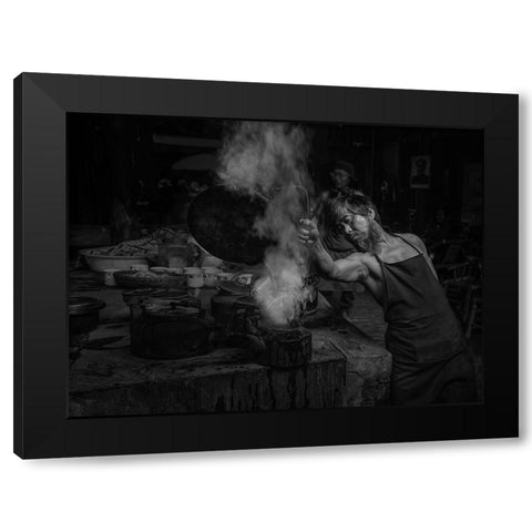 Tea Master Black Modern Wood Framed Art Print with Double Matting by Zeng, Jiahong