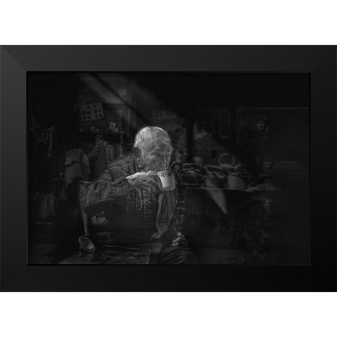 Tea Time Black Modern Wood Framed Art Print by Zeng, Jiahong