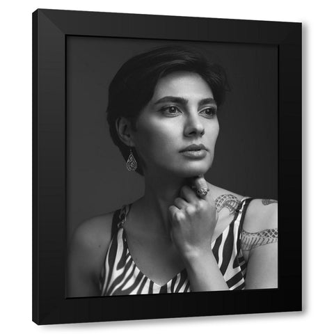 Maria Black Modern Wood Framed Art Print with Double Matting by Shiki, Shizuo