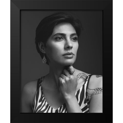 Maria Black Modern Wood Framed Art Print by Shiki, Shizuo