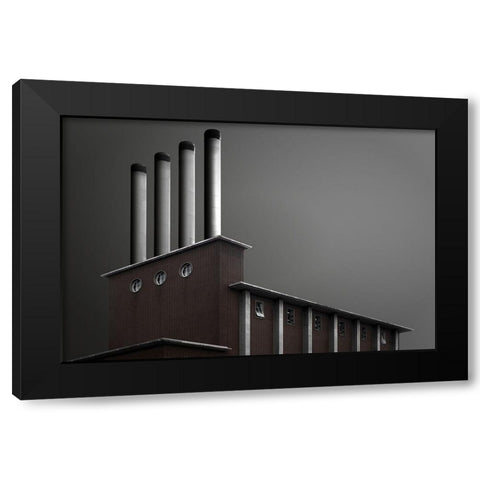 Chimneys Black Modern Wood Framed Art Print with Double Matting by Endermann, Rolf