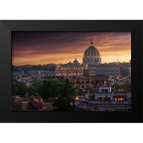 Vatican Sunset Black Modern Wood Framed Art Print by Parejo, Jose