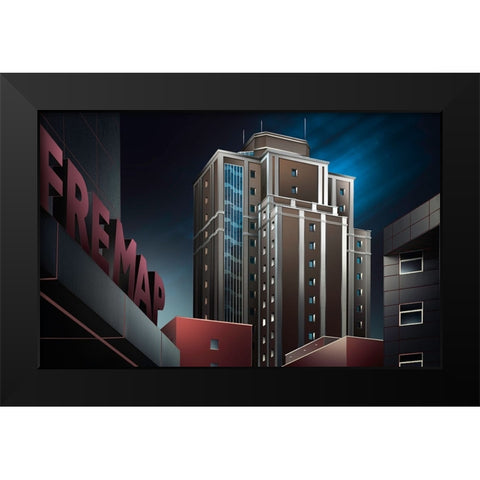 Hospital Xeral Black Modern Wood Framed Art Print by Otero Sobrino, Dani