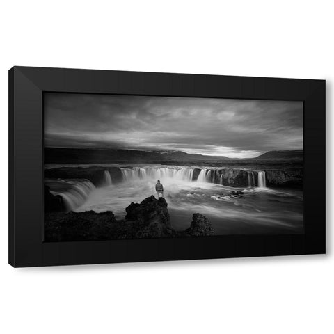 Godafoss Black Modern Wood Framed Art Print with Double Matting by Guo, David