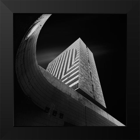 Kyjev Black Modern Wood Framed Art Print by Vazan, Karol