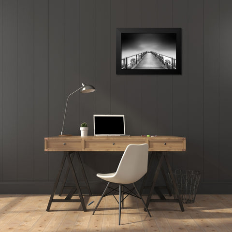West-Kapelle Pier Black Modern Wood Framed Art Print by Patrick, Boterman