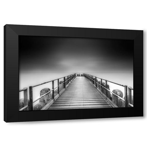 West-Kapelle Pier Black Modern Wood Framed Art Print by Patrick, Boterman