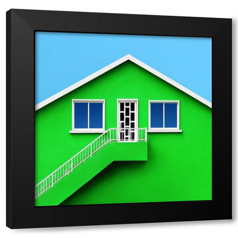 Green House Black Modern Wood Framed Art Print by Novillo, Alfonso