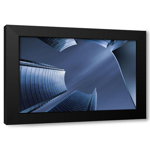 Blue Milano Black Modern Wood Framed Art Print with Double Matting by Parejo, Jose