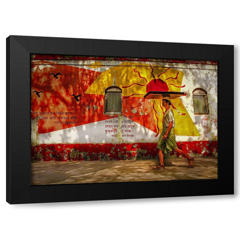 The Sun Seller Black Modern Wood Framed Art Print by Das, Mousumi