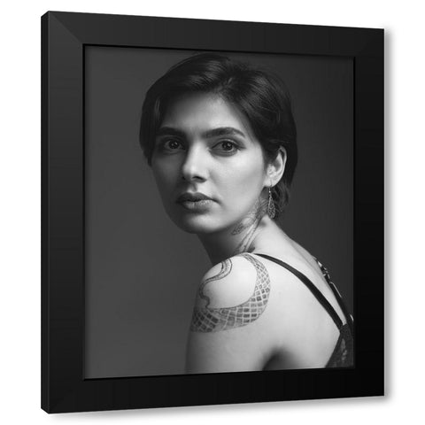 Maria Black Modern Wood Framed Art Print by Shiki, Shizuo