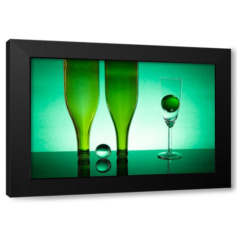 Green Glass 13 Black Modern Wood Framed Art Print with Double Matting by Yakubovitch, Azriel