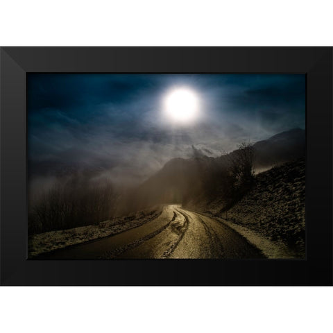 Mountain Road Black Modern Wood Framed Art Print by Baudot, Christophe