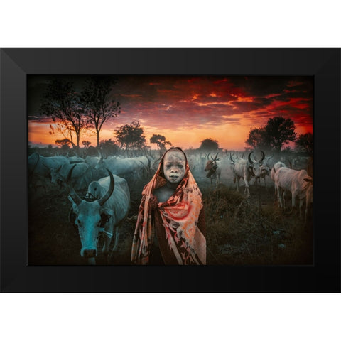 06-53 Morning Mundari, South Sudan Black Modern Wood Framed Art Print by Yosifov, Svetlin
