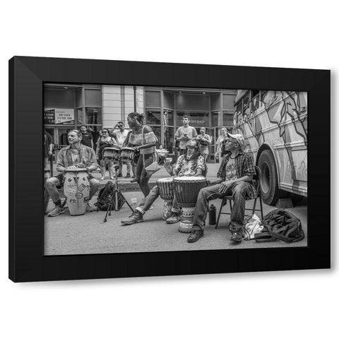 City Drum Line Black Modern Wood Framed Art Print by Fischer Hartman, Wendy