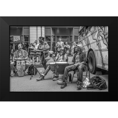 City Drum Line Black Modern Wood Framed Art Print by Fischer Hartman, Wendy