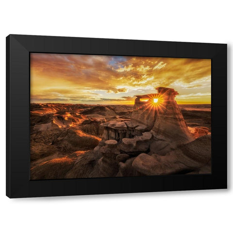 Bisti Badlands at Sunset Black Modern Wood Framed Art Print by Z, Leechee