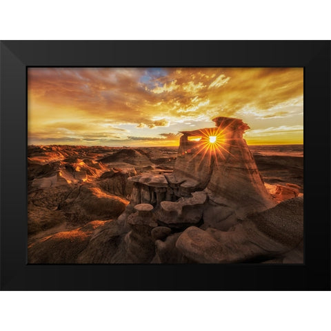 Bisti Badlands at Sunset Black Modern Wood Framed Art Print by Z, Leechee