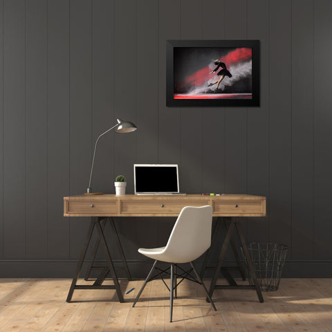 Ballerina Red n White Black Modern Wood Framed Art Print by Suhardjo, Lisdiyanto