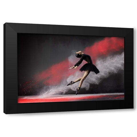Ballerina Red n White Black Modern Wood Framed Art Print with Double Matting by Suhardjo, Lisdiyanto