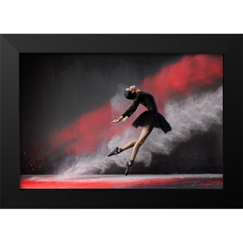 Ballerina Red n White Black Modern Wood Framed Art Print by Suhardjo, Lisdiyanto