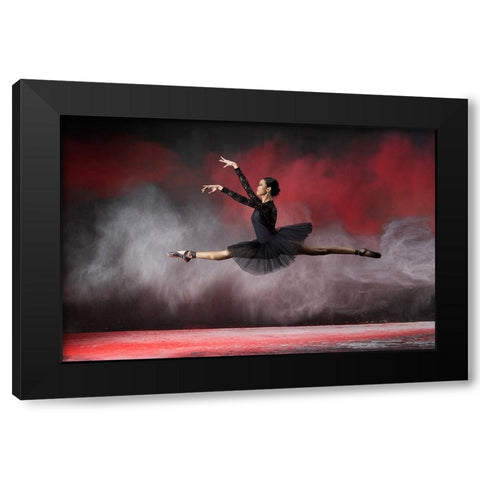 Ballerina Red N White Black Modern Wood Framed Art Print by Suhardjo, Lisdiyanto