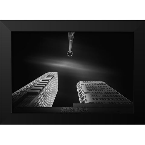 Central Black Modern Wood Framed Art Print by Vazan, Karol