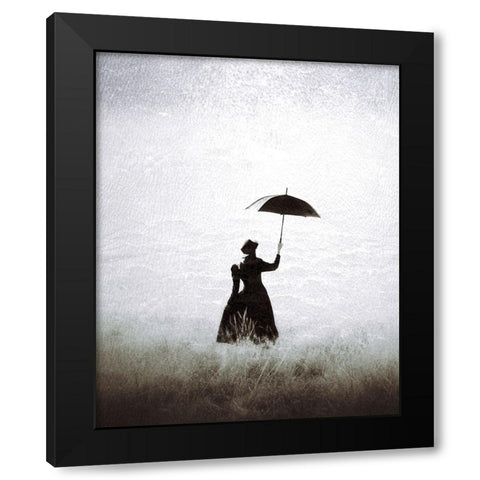 Porque te vas Black Modern Wood Framed Art Print with Double Matting by Aurelian
