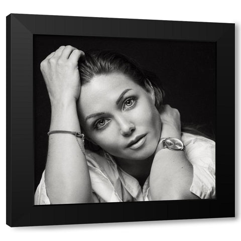 Oksana Black Modern Wood Framed Art Print with Double Matting by Rise, Zachar
