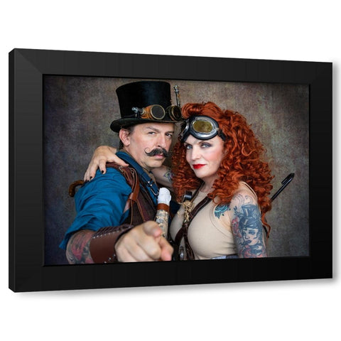 Steampunk Travelers Black Modern Wood Framed Art Print with Double Matting by Springgay, Daniel