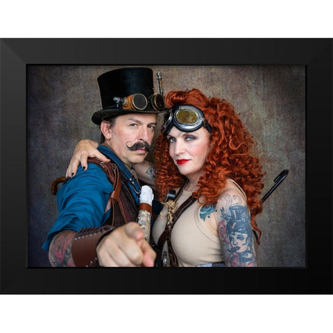 Steampunk Travelers Black Modern Wood Framed Art Print by Springgay, Daniel