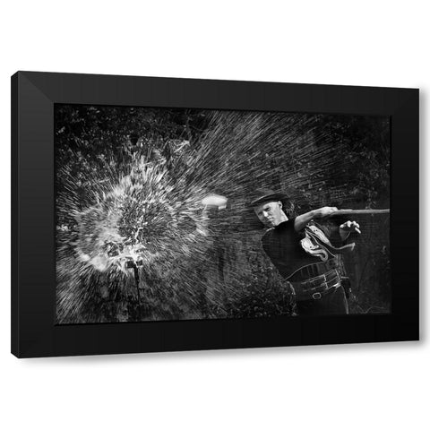 Magical Whip Black Modern Wood Framed Art Print with Double Matting by Chang, Jiangping