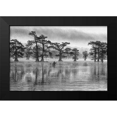 Canoeing Black Modern Wood Framed Art Print by Chang, Jiangping