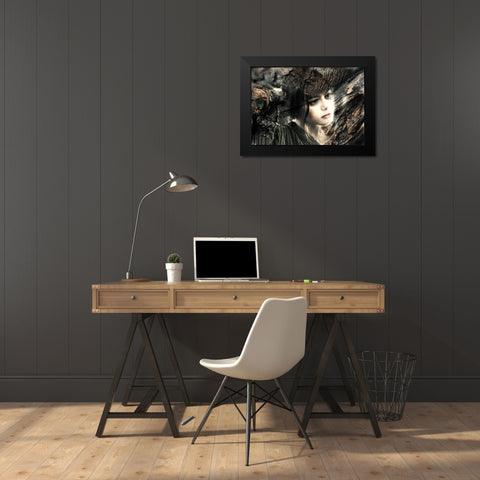Amalgamation Black Modern Wood Framed Art Print by Pansky, Rachel