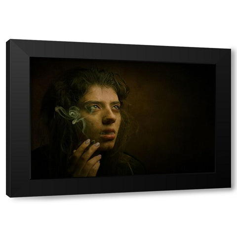 Persian Girl Black Modern Wood Framed Art Print with Double Matting by Hasheminasab, Moein
