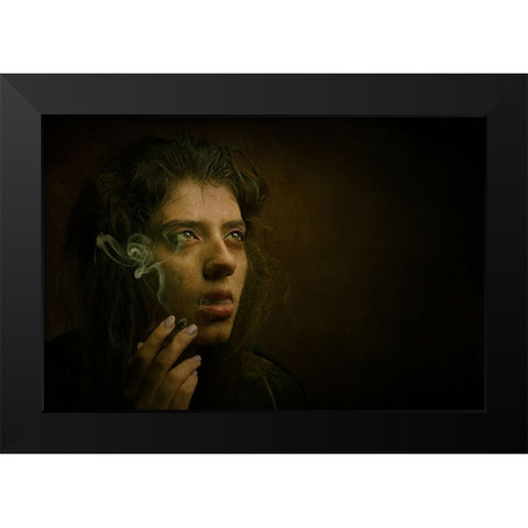 Persian Girl Black Modern Wood Framed Art Print by Hasheminasab, Moein