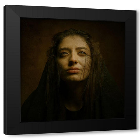 Persian Girl Black Modern Wood Framed Art Print with Double Matting by Hasheminasab, Moein